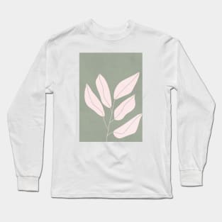 Mid Century Modern Artwork, Plant Leaves, Sage Green 2 Long Sleeve T-Shirt